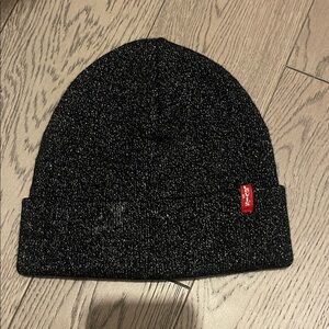 Levi's Black and Gray Knit Beanie